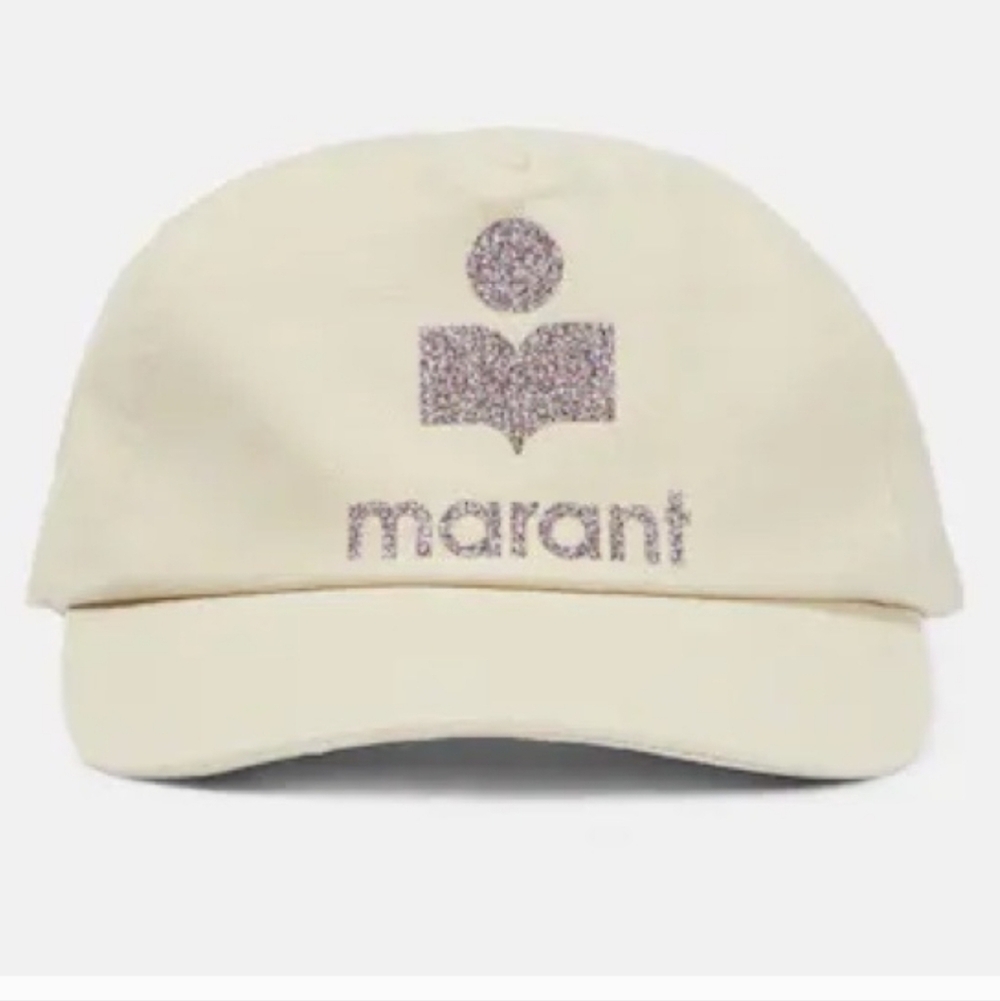 ISABEL MARANT TYRON GLITTER LOGO BASEBALL CAP ; 100%COTTON;SIZE:59 - Picture 1 of 11